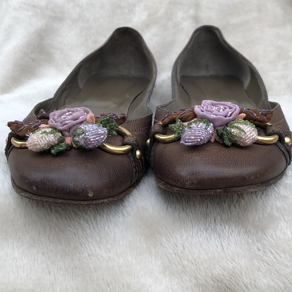 VALENTINO GARAVANI Ballet Flat Embeleshed with Beaded Silk Flowers - Picture 5 of 11